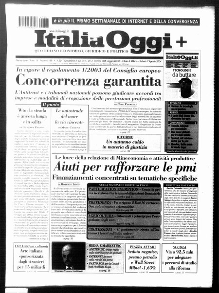 Italia oggi : quotidiano di economia finanza e politica